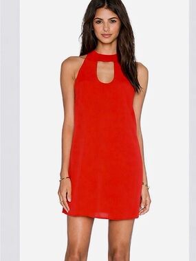 Lucy Love Red Sleeveless Shift Mini Dress Keyhole Neckline Casual Party XS